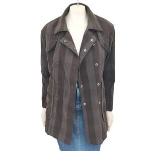 VTG STUSSY Double Breasted Check Plaid Quilted Jacket in Army green  Y2K  SZ S